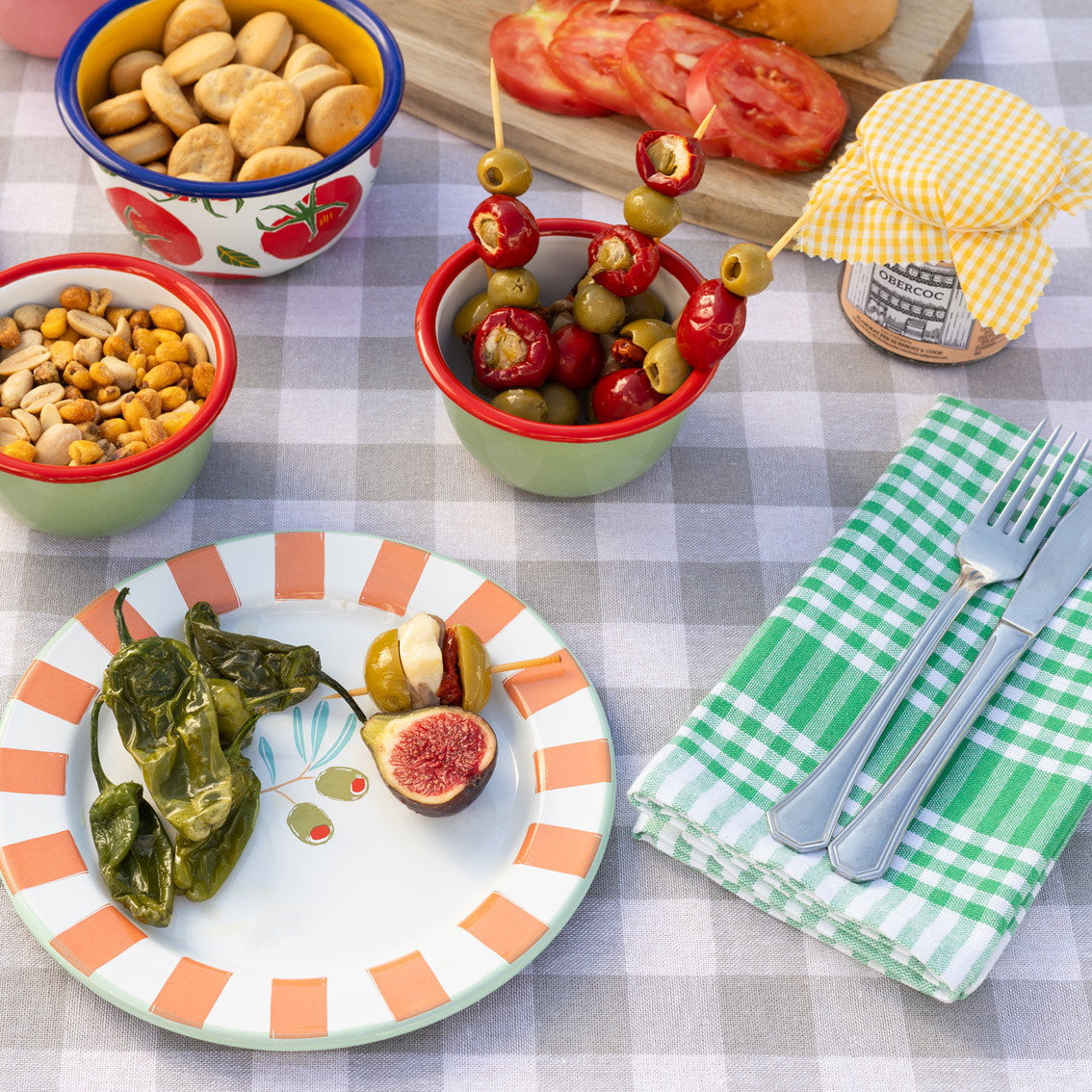 Green & White Gingham Tea Towels/Napkins