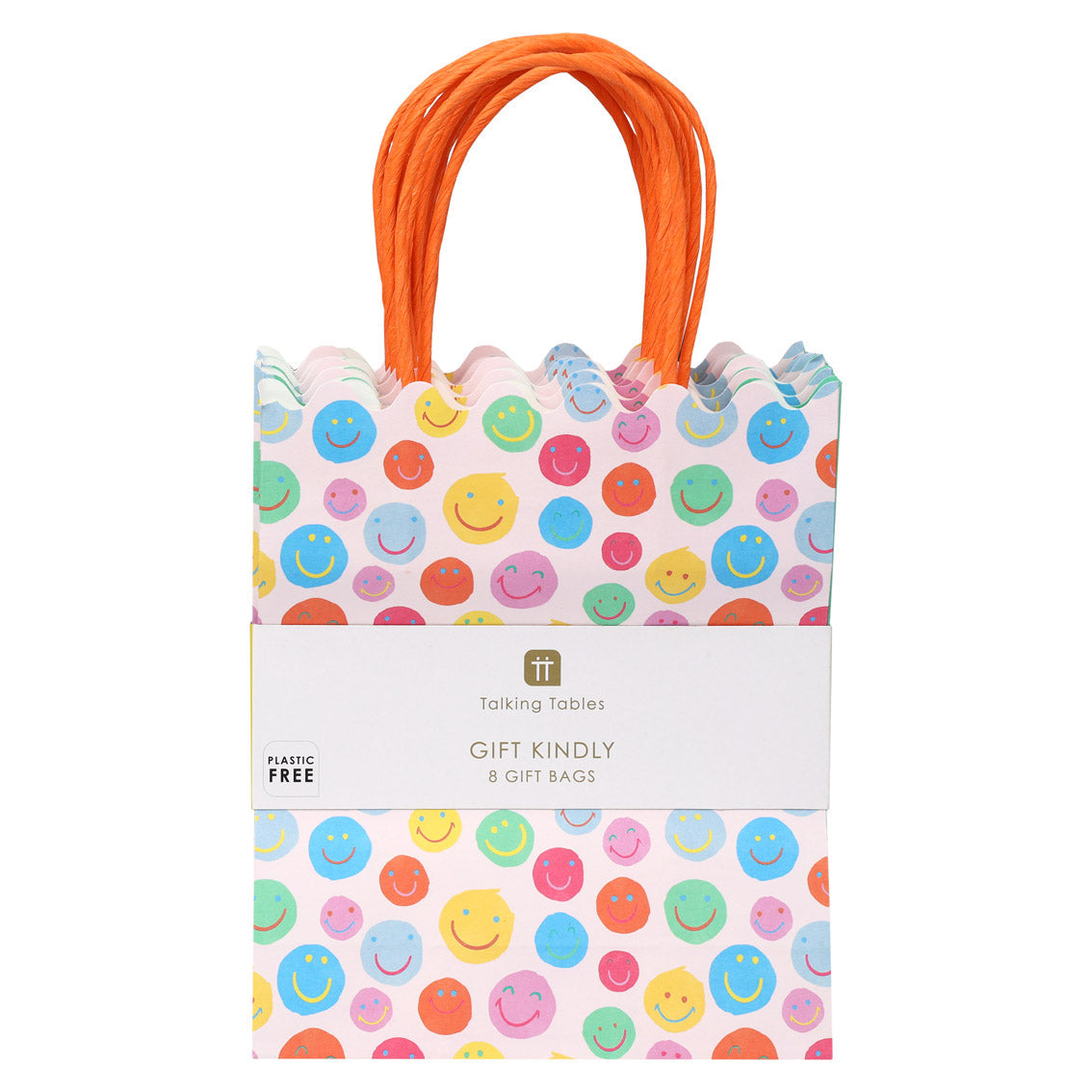 Happy Face Paper Gift Bags - 8 Pack