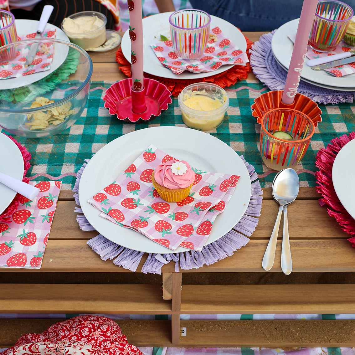 Green & White Gingham Table Runner - 2m