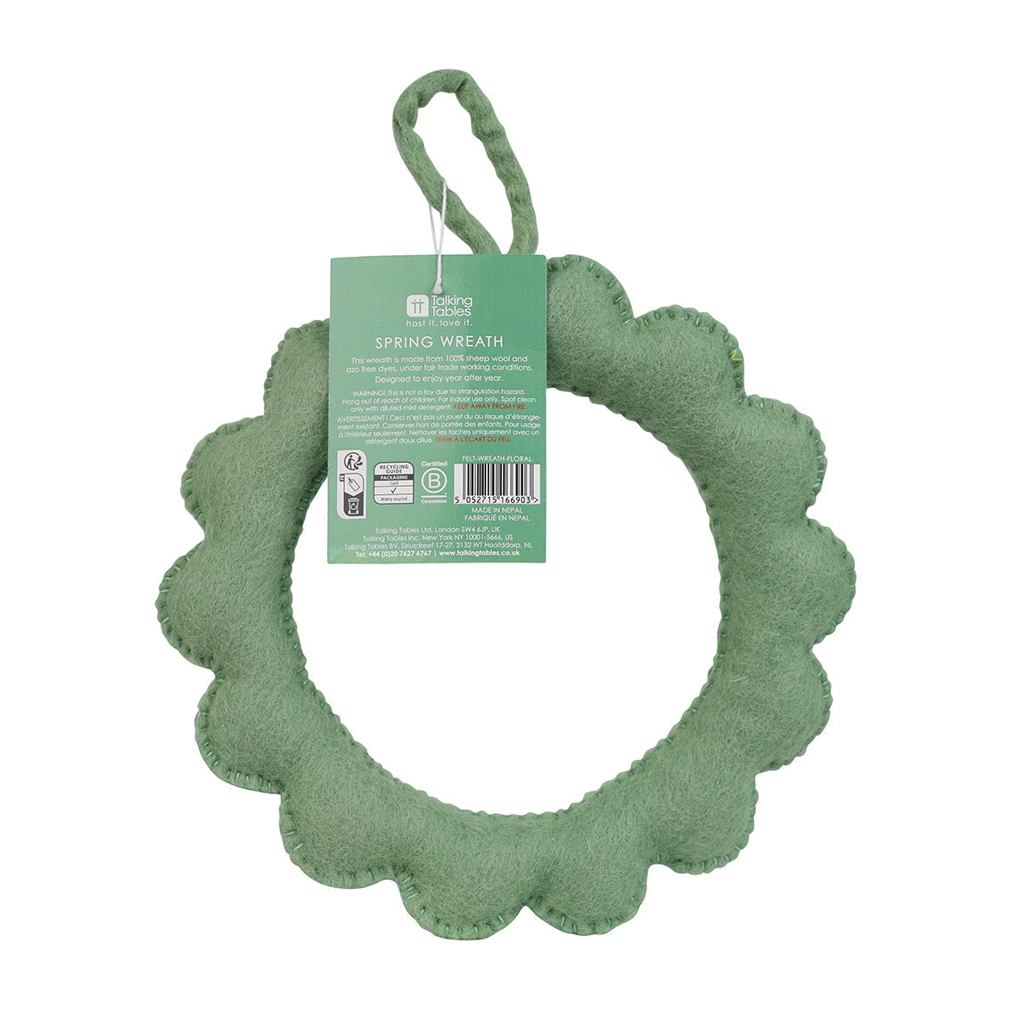 Floral Felt Hanging Wreath - 22cm