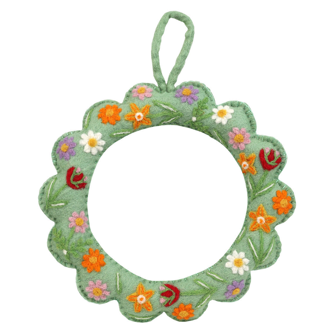 Floral Felt Hanging Wreath - 22cm