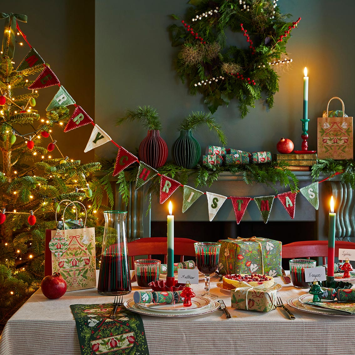 Merry Christmas Felt Bunting Banner - 2m