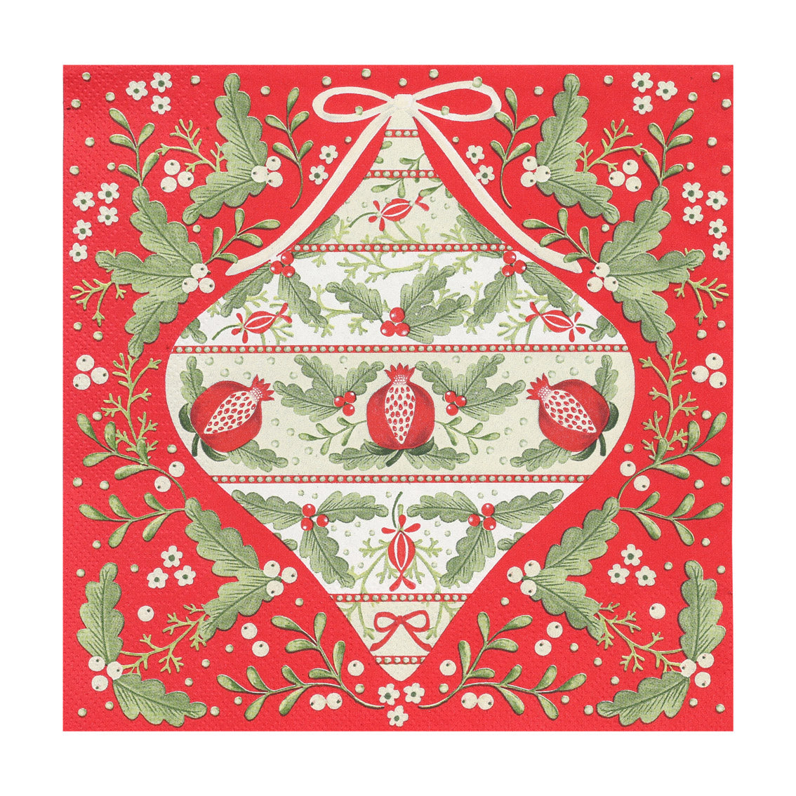 Folk Red Christmas Paper Napkins - 20 Pack