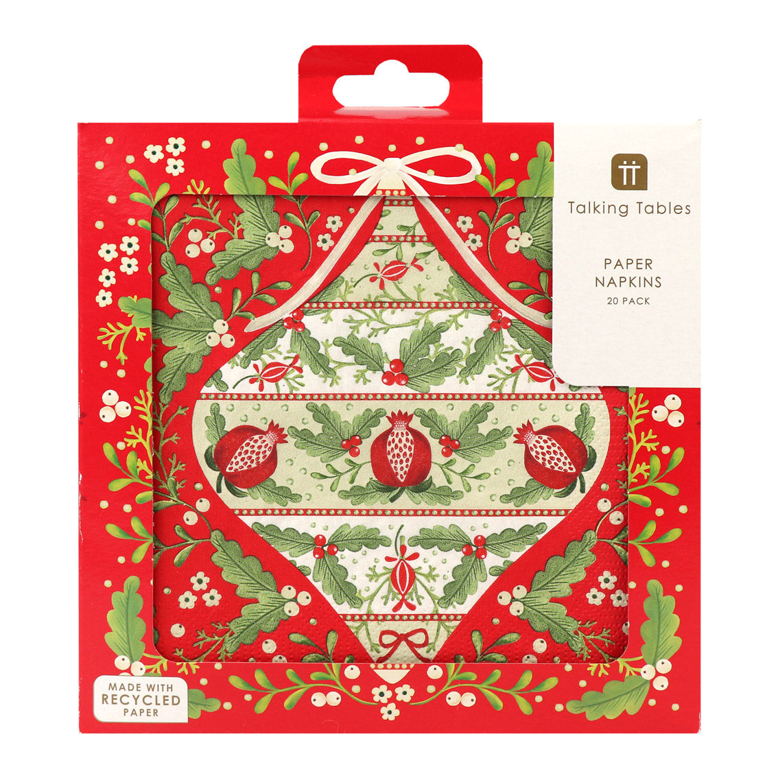 Folk Red Christmas Paper Napkins - 20 Pack