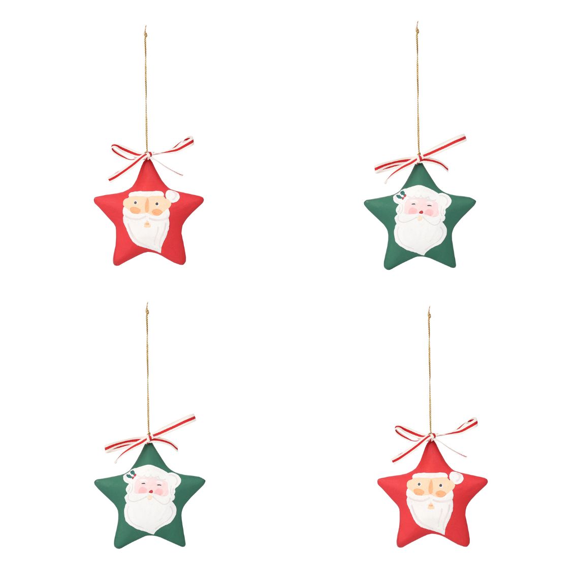 Handmade Santa Christmas Tree Decorations – 4 Pack