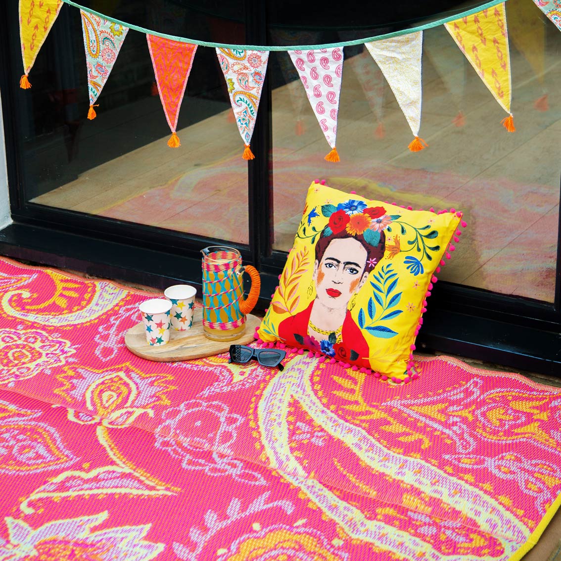 Orange & Pink Paisley Fabric Birthday Banner Bunting - 3m