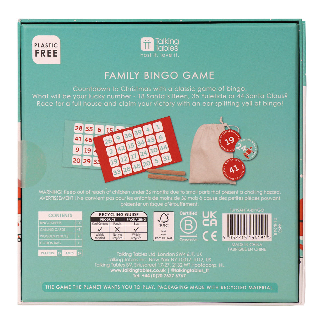 Christmas Santa Family Bingo Game