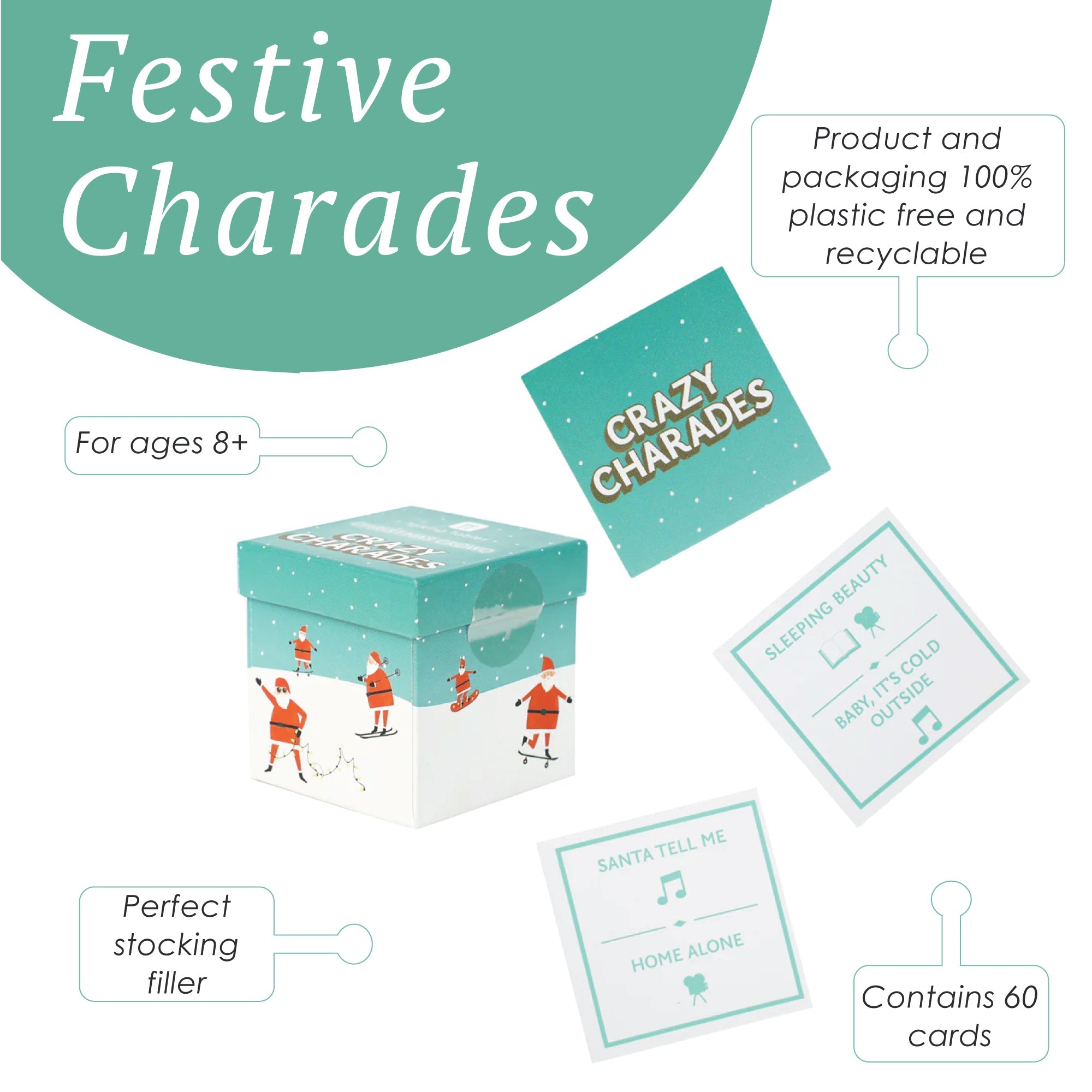 Christmas Santa Charades Game - 60 Cards