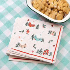 Fun Santa Skiing Christmas Paper Napkins – 20 Pack