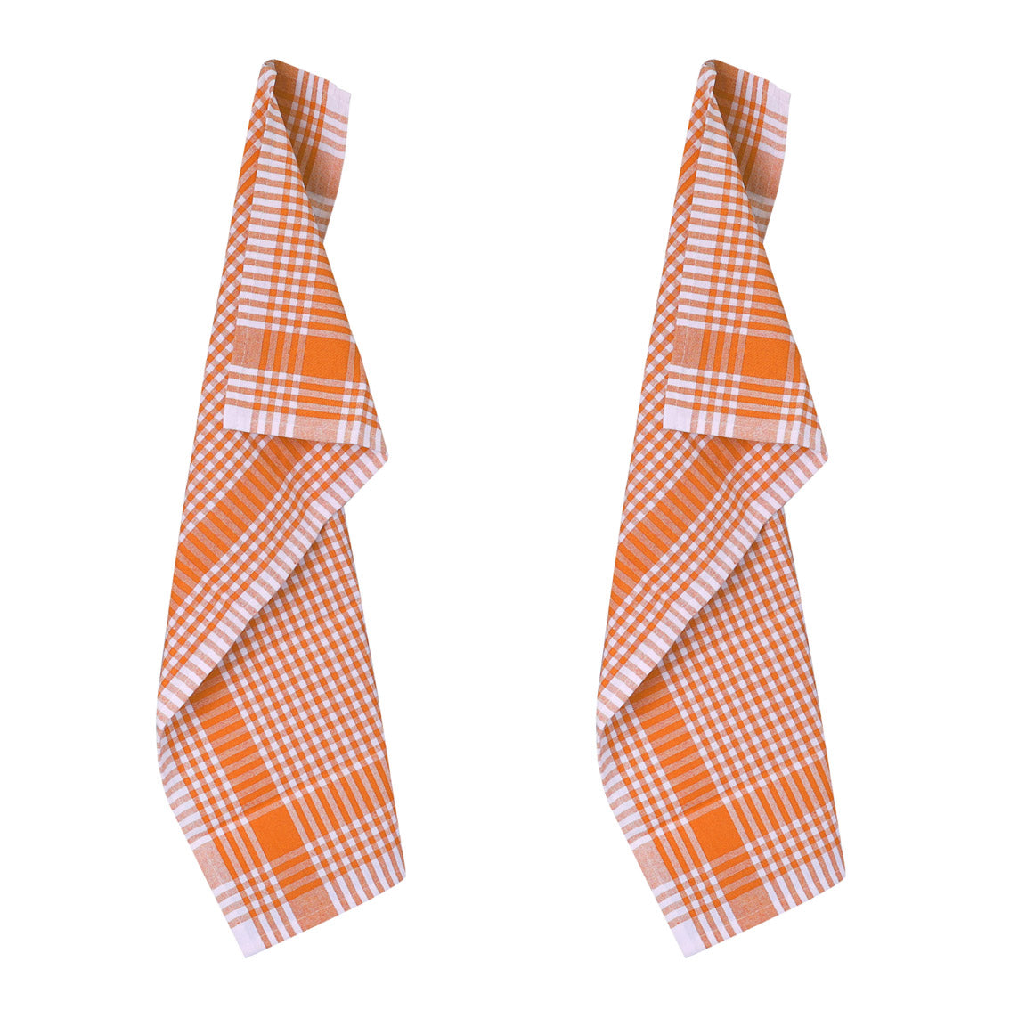 Orange & White Fabric Gingham Napkins/Tea Towels - 2 Pack