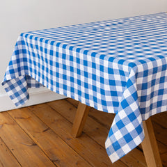 Blue & White Gingham Fabric Tablecloth