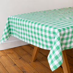 Green & White Gingham Fabric Tablecloth
