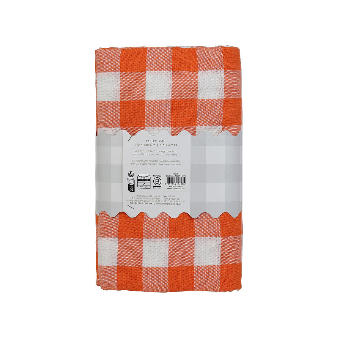 Orange & White Fabric Gingham Tablecloth