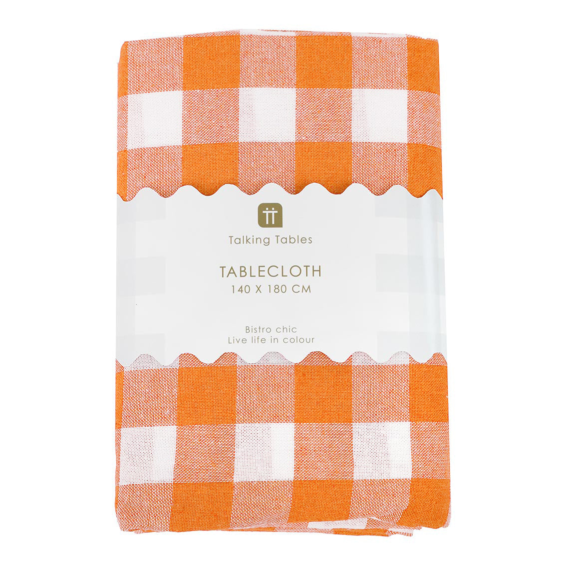 Orange & White Fabric Gingham Tablecloth