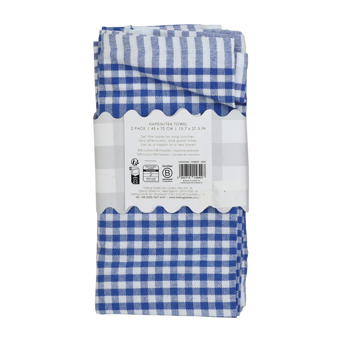 Blue & White Gingham Tea Towels/Napkins