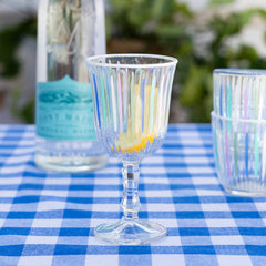 Blue & White Stripe Wine Glasses - 6 Pack