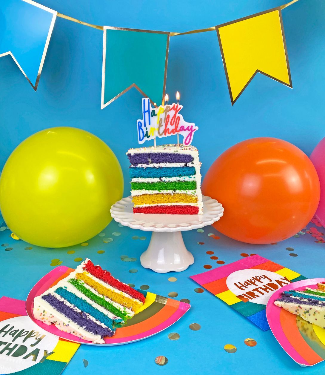 Birthday Brights Rainbow Shaped Plates - 10 pack