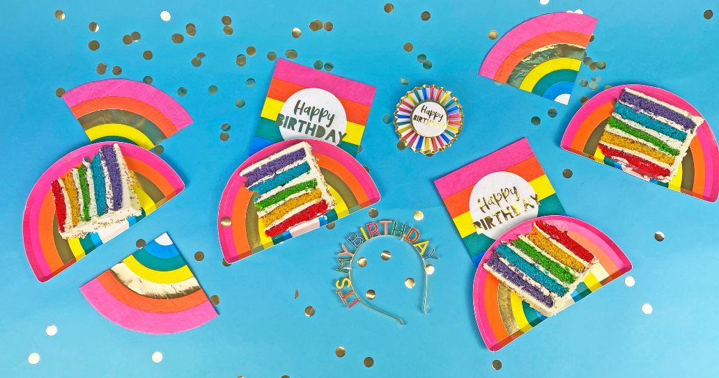 Birthday Brights Rainbow Shaped Plates - 10 pack