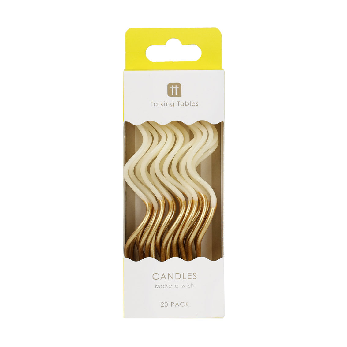 Gold & White Twist Birthday Candles - 20 Pack