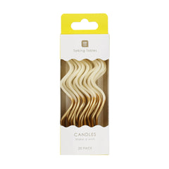 Gold & White Twist Birthday Candles - 20 Pack