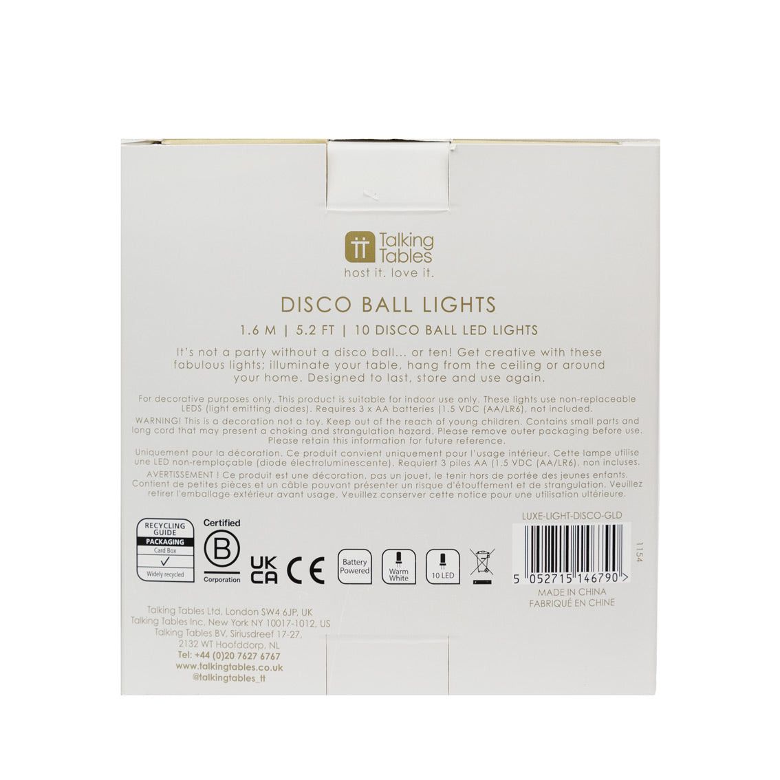 Gold Disco Balls String Lights - 1.6m