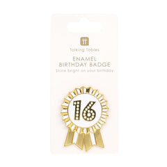 Luxe Gold Enamel Birthday Pin Badge - 16