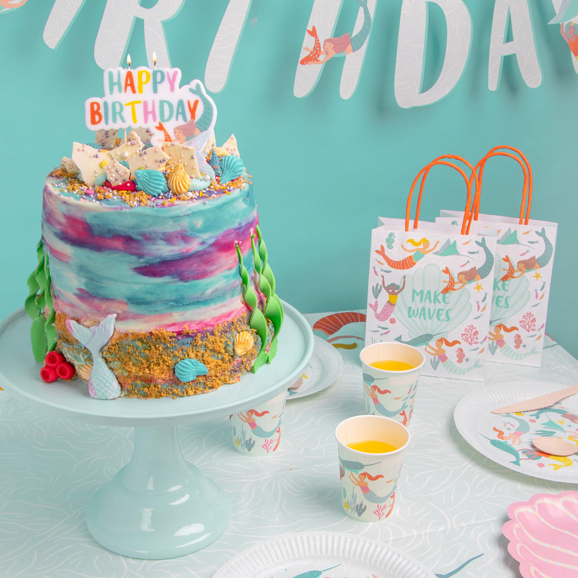 Mermaid Happy Birthday Paper Garland Banner - 3m