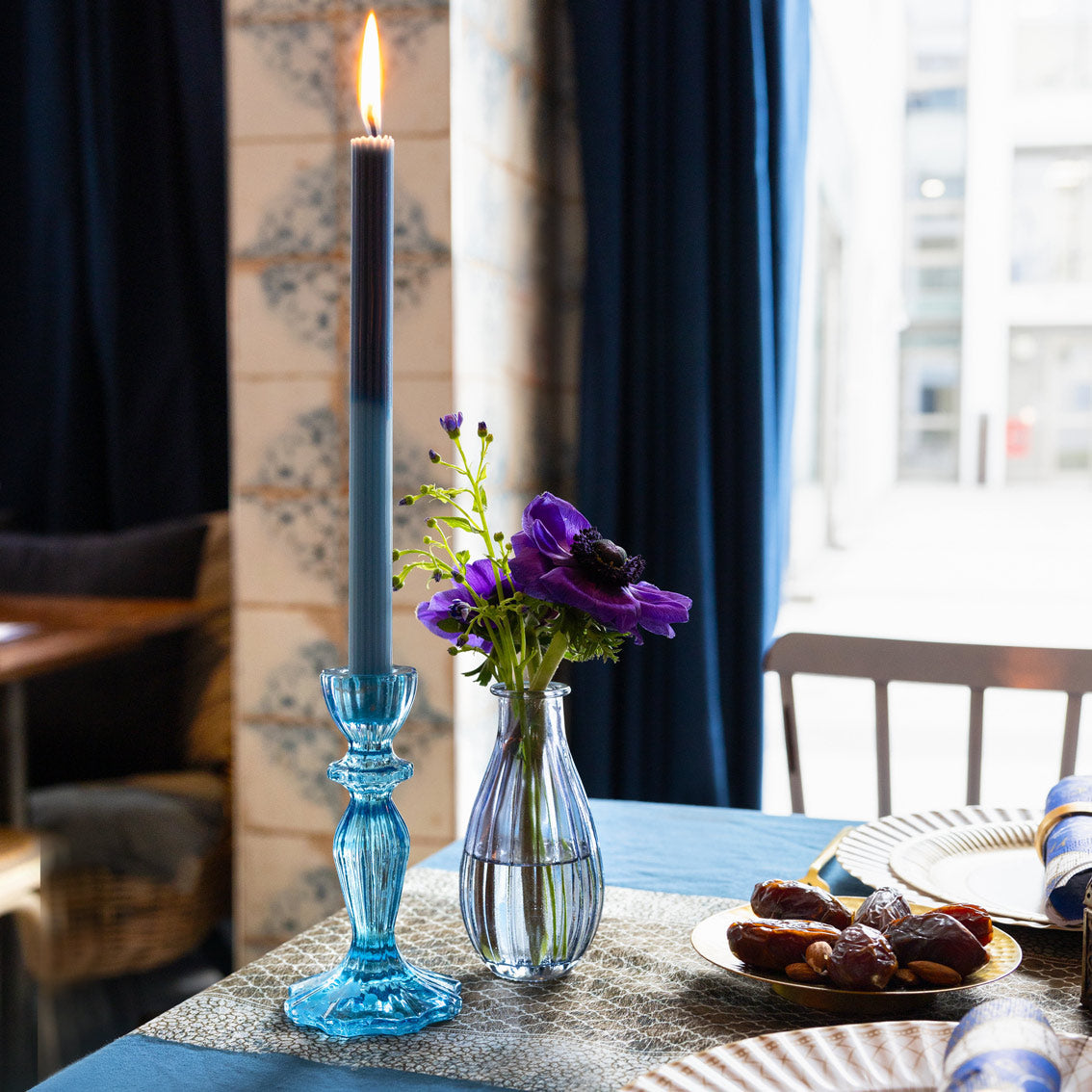 2 Tone Ombre Blue Dinner Candles - 2 Pack