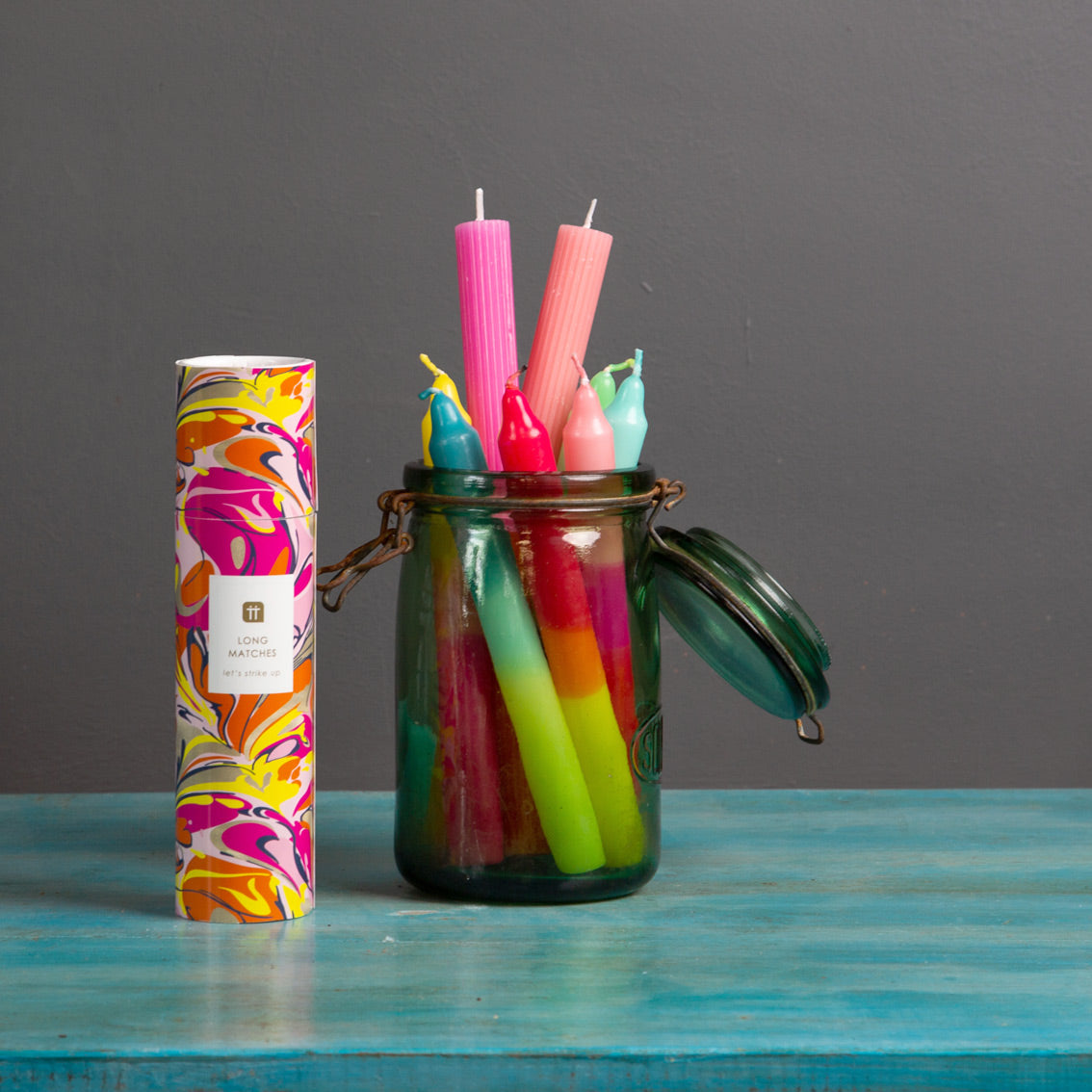 Ombre Pink, Yellow and Orange Dinner Candles - 3 Pack