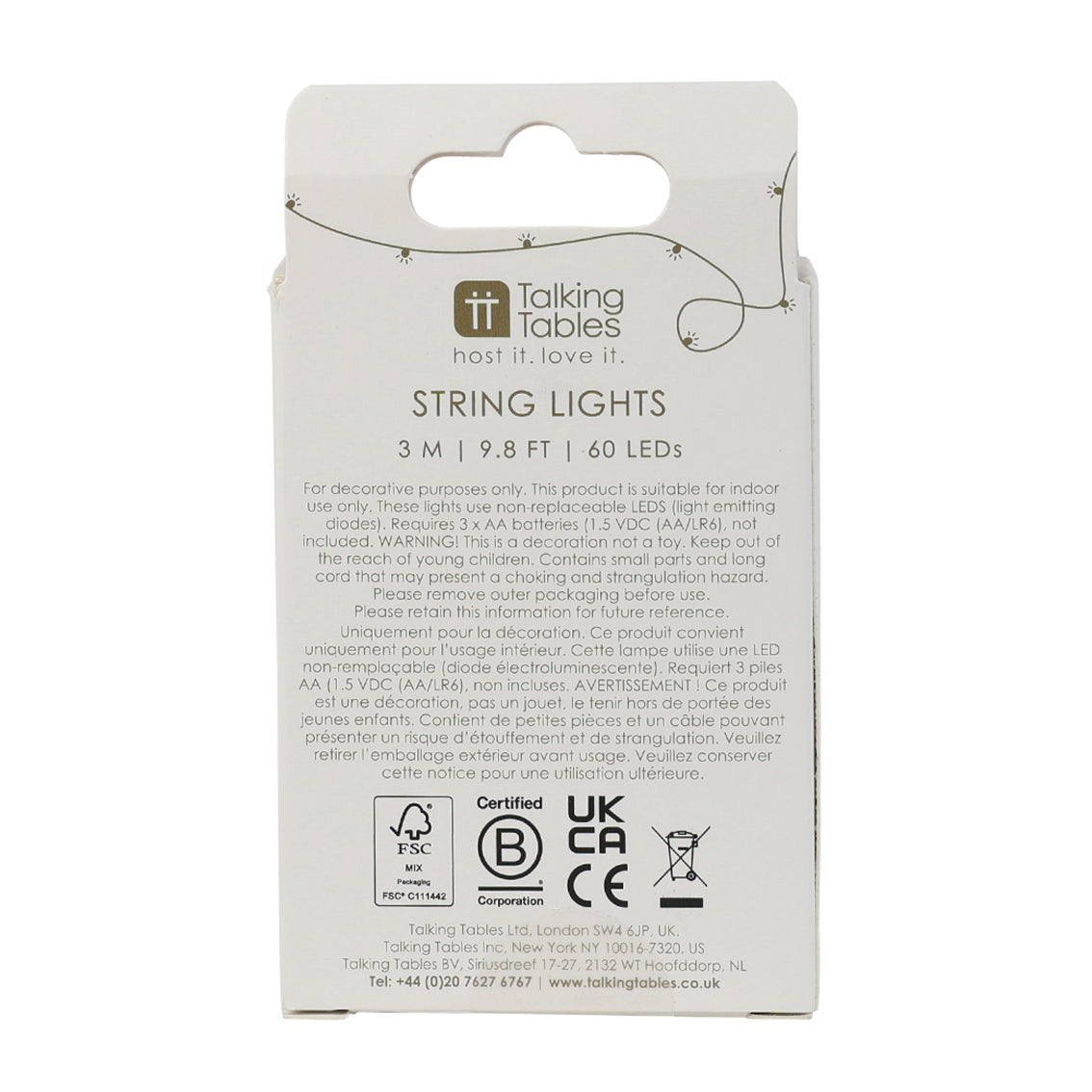 Gold LED String Lights - 3m