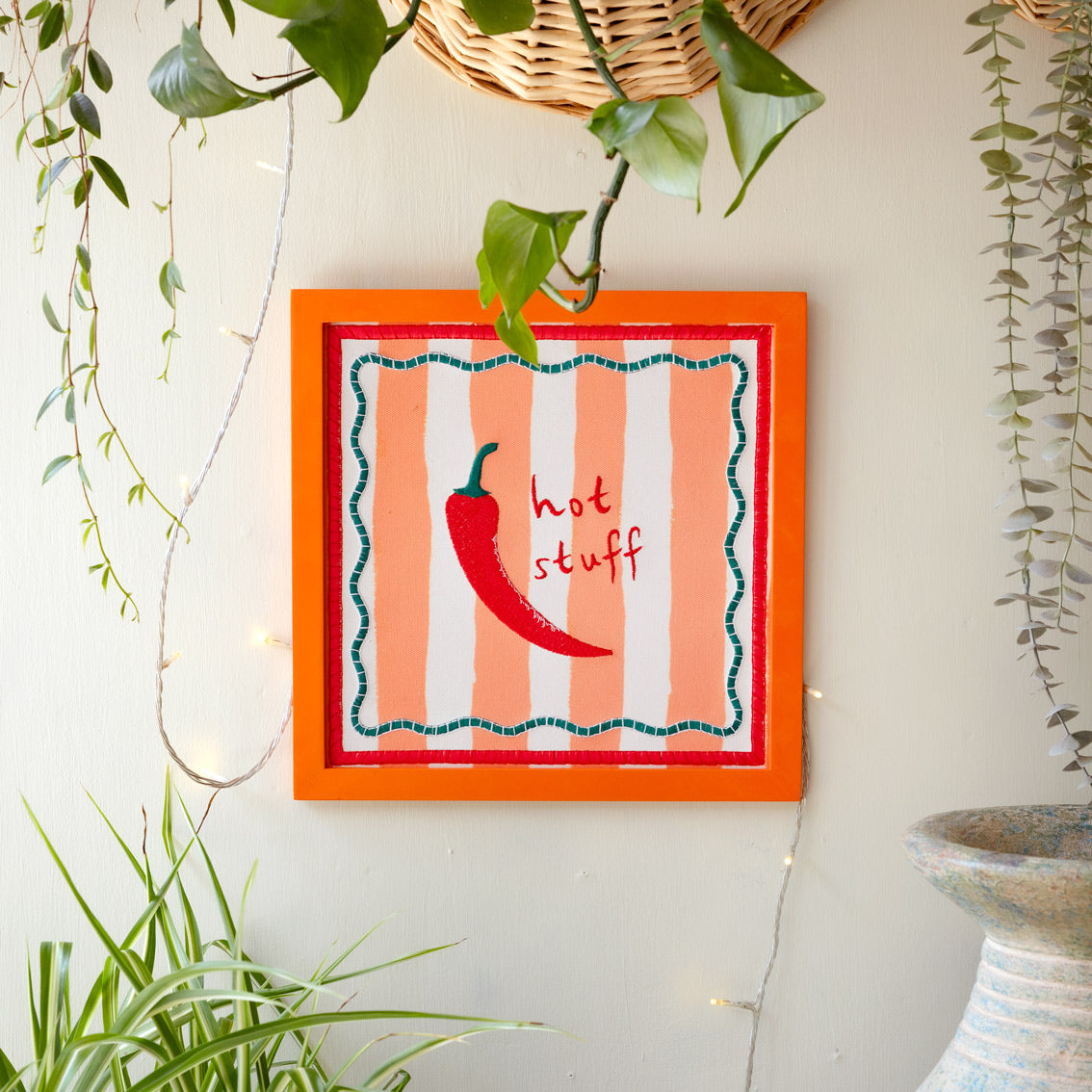 "Hot Stuff" Chilli Fabric Framed Sign