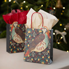 Partridge & Pear Christmas Paper Gift Bags - 8 Pack