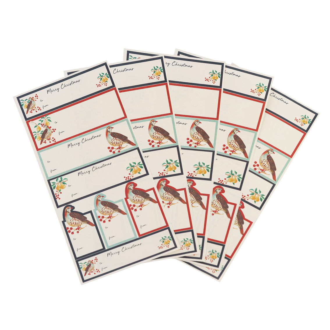 Partridge & Pear Christmas Gift Labels - 50 Pack