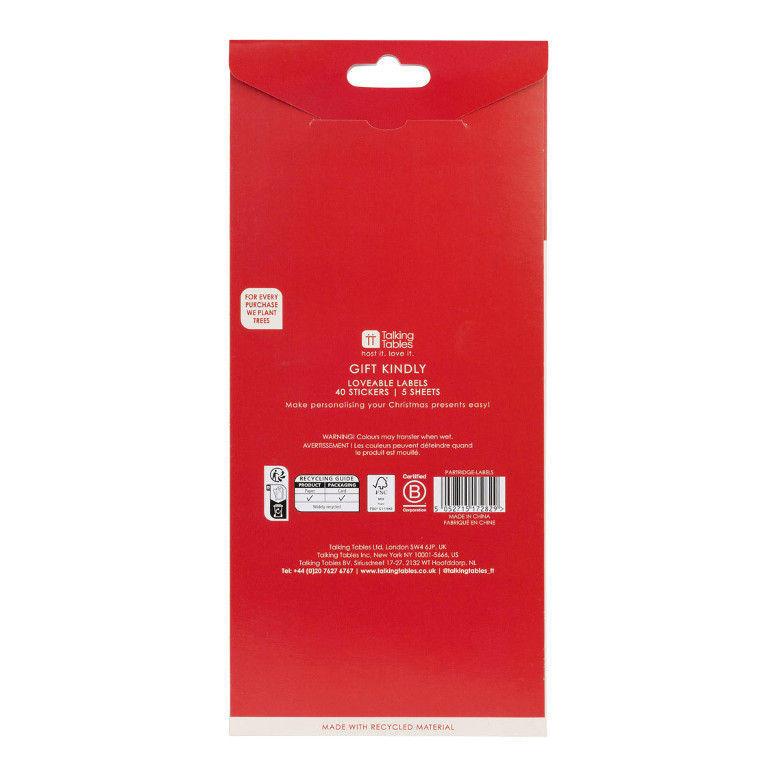 Partridge & Pear Christmas Gift Labels - 50 Pack