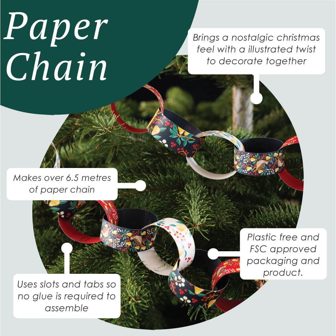 Partridge & Pear Paper Chains - 100 Pack