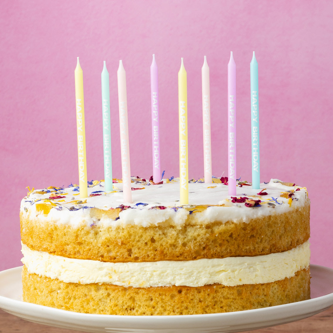 Pastel Printed 'Happy Birthday' Candles - 24 Pack