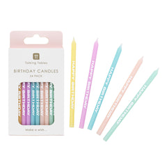 Pastel Printed 'Happy Birthday' Candles - 24 Pack