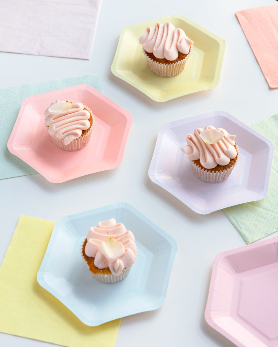 Pastel Hexagonal Plates - 12 Pack