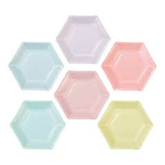 Pastel Hexagonal Plates - 12 Pack