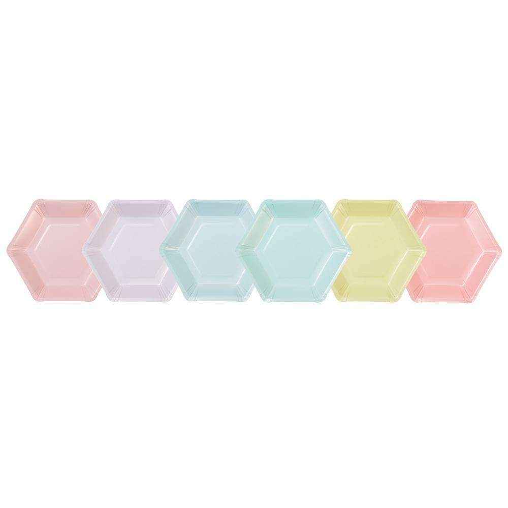 Pastel Hexagonal Plates - 12 Pack