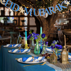 Navy & Gold Eid Mubarak Paper Garland Banner