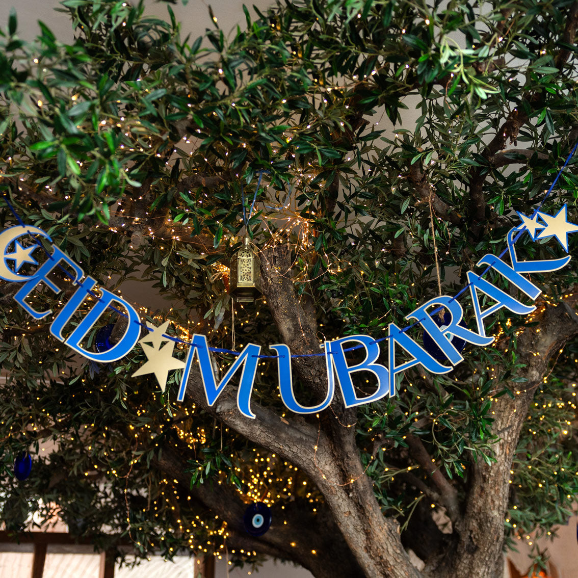 Navy & Gold Eid Mubarak Paper Garland Banner