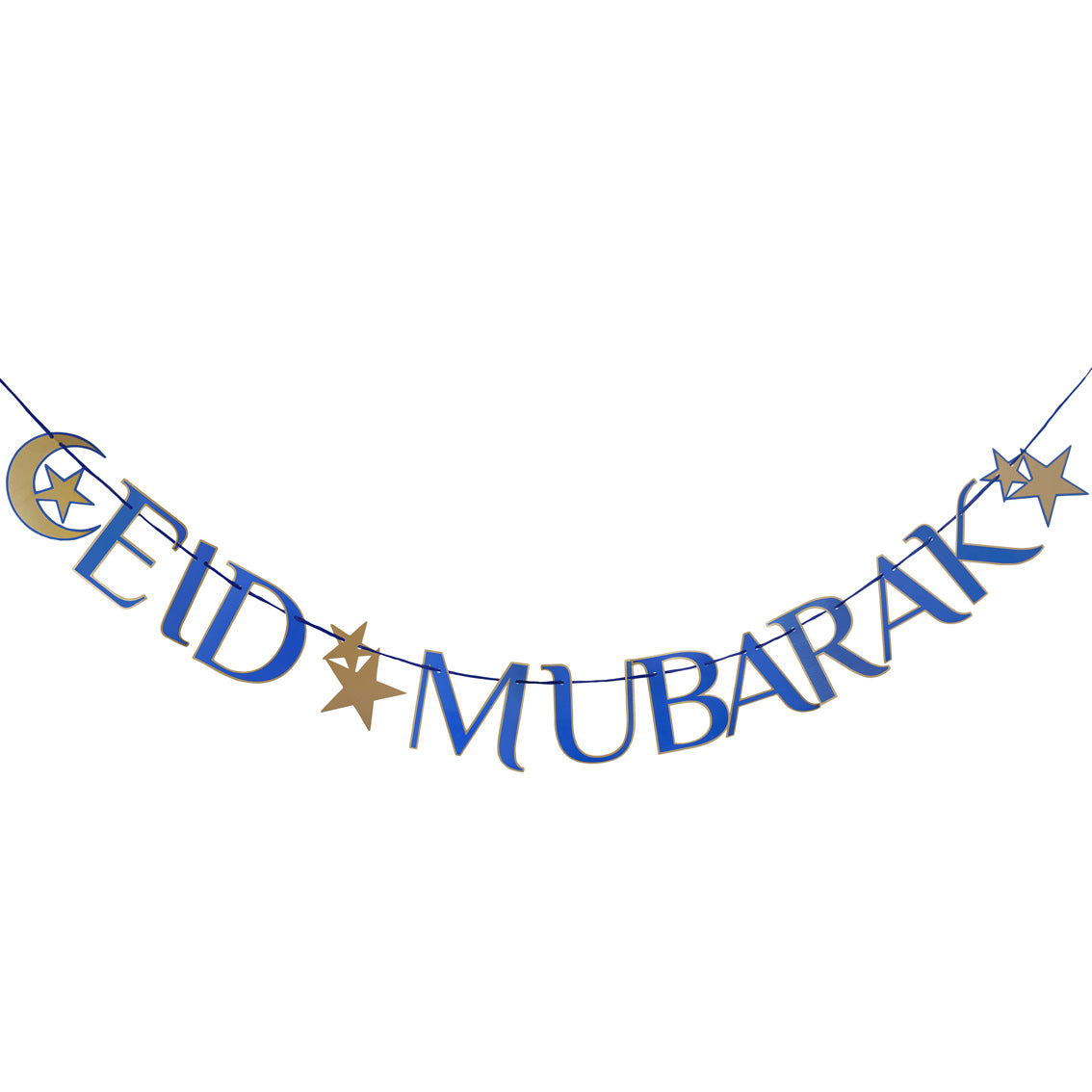 Navy & Gold Eid Mubarak Paper Garland Banner