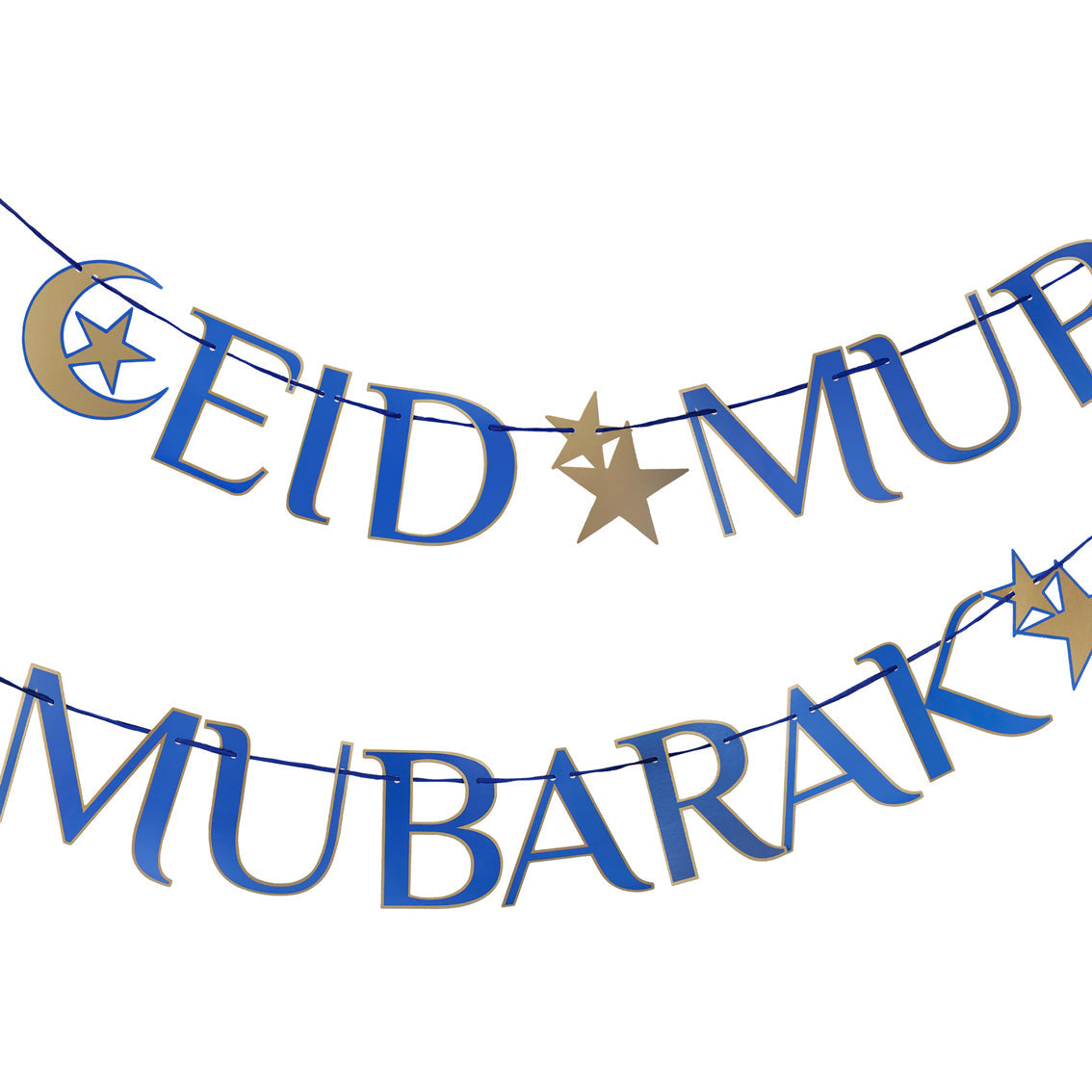 Navy & Gold Eid Mubarak Paper Garland Banner