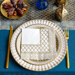 Gold & White Mosaic Paper Napkins - 20 Pack