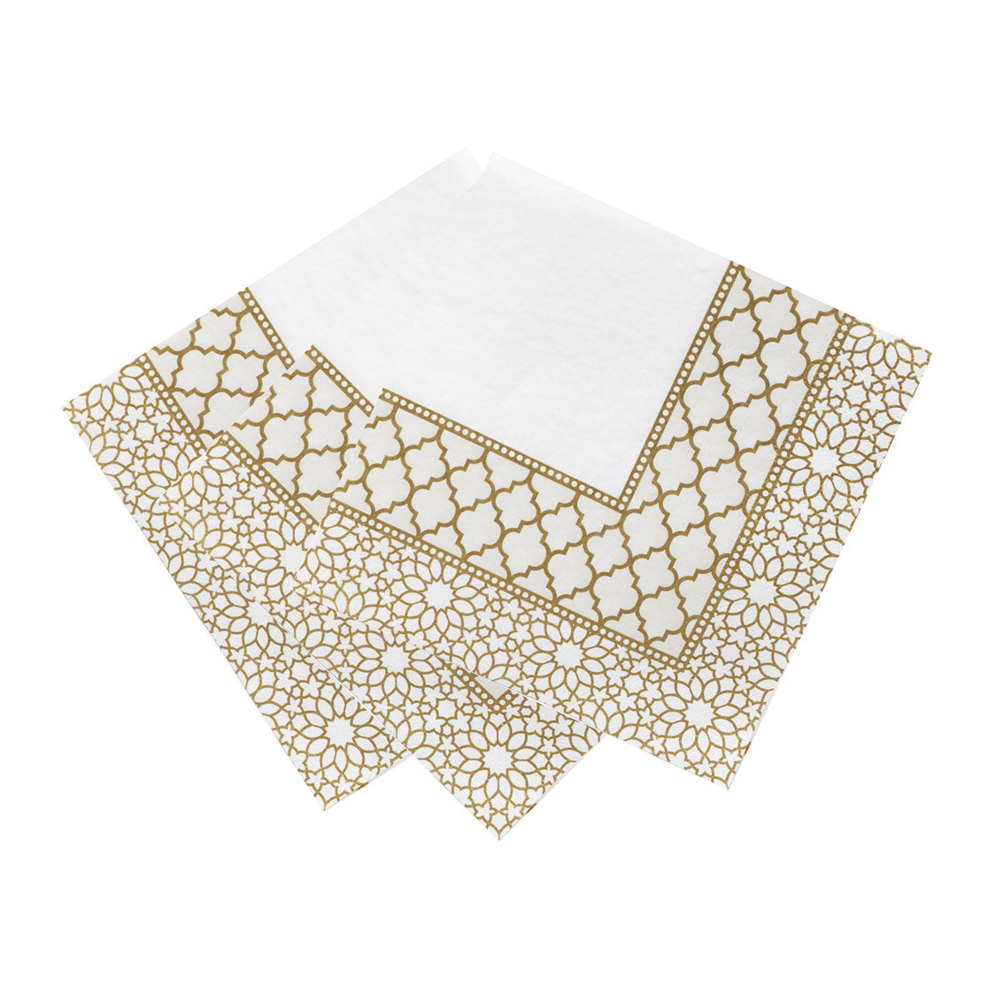Gold & White Mosaic Paper Napkins - 20 Pack