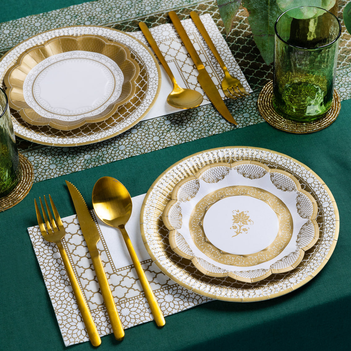 Gold & White Mosaic Paper Napkins - 20 Pack