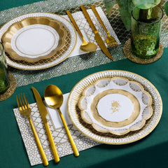Gold & White Mosaic Paper Napkins - 20 Pack