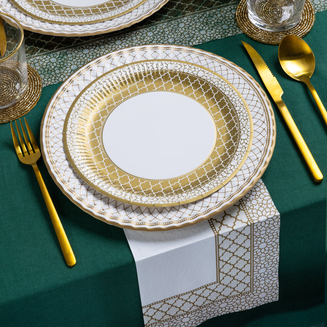 Gold & White Mosaic Paper Napkins - 20 Pack
