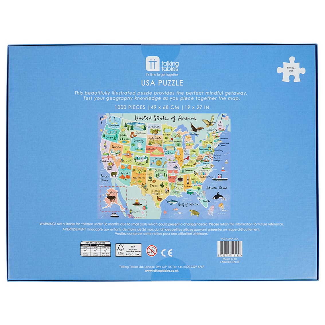 Map of the USA Jigsaw Puzzle - 1000 Pieces